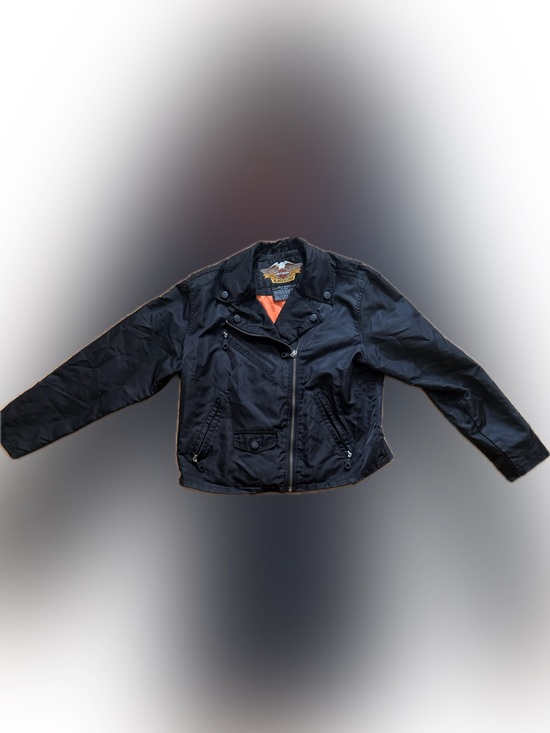 Harley-Davidson Jackets & Blazers - Harley-Davidson Black Women's Bomber Moto Jacket with Orange Lining
